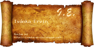 Ivánka Ervin névjegykártya